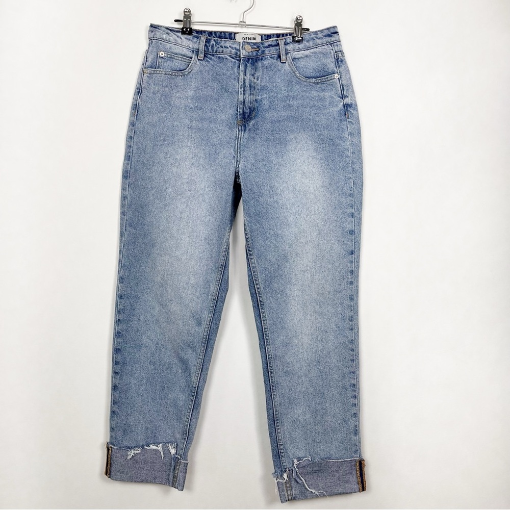 New‎ Look Denim Cropped Mom Jeans Straight Leg Cuffed Hem Cottagecore Size 10